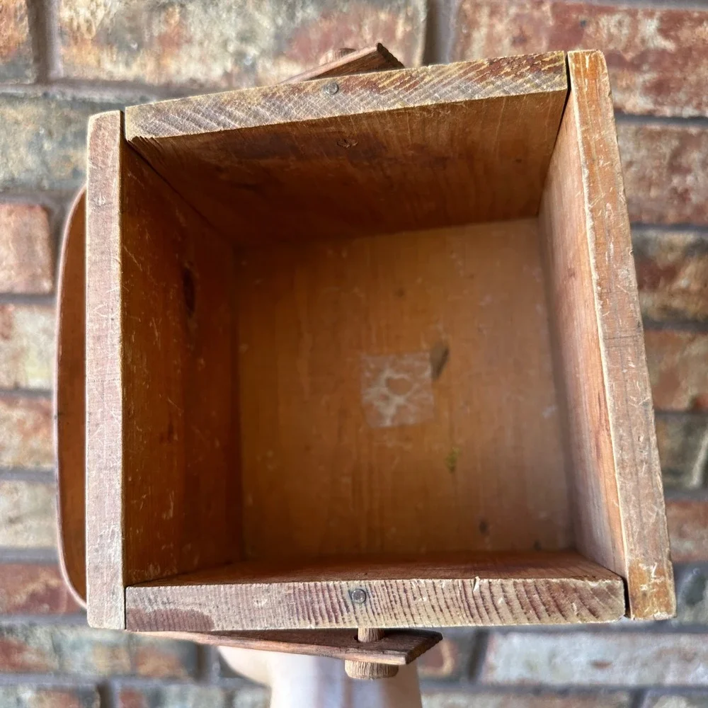 Rustic Wood Storage Crate with Handle Distressed Farmhouse Decor Planter Box